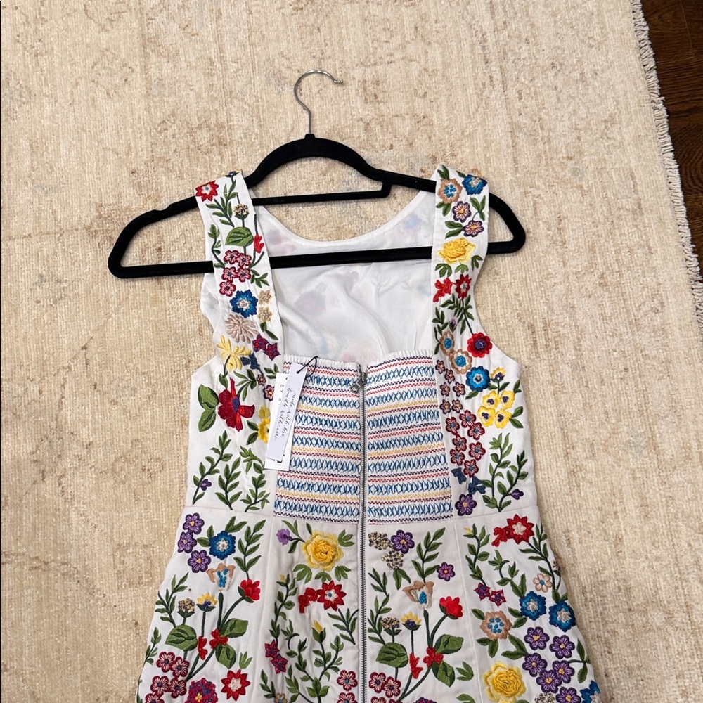 Alice + Olivia Floral Embroidered Dress - Multicolor on White - Picture 3 of 4